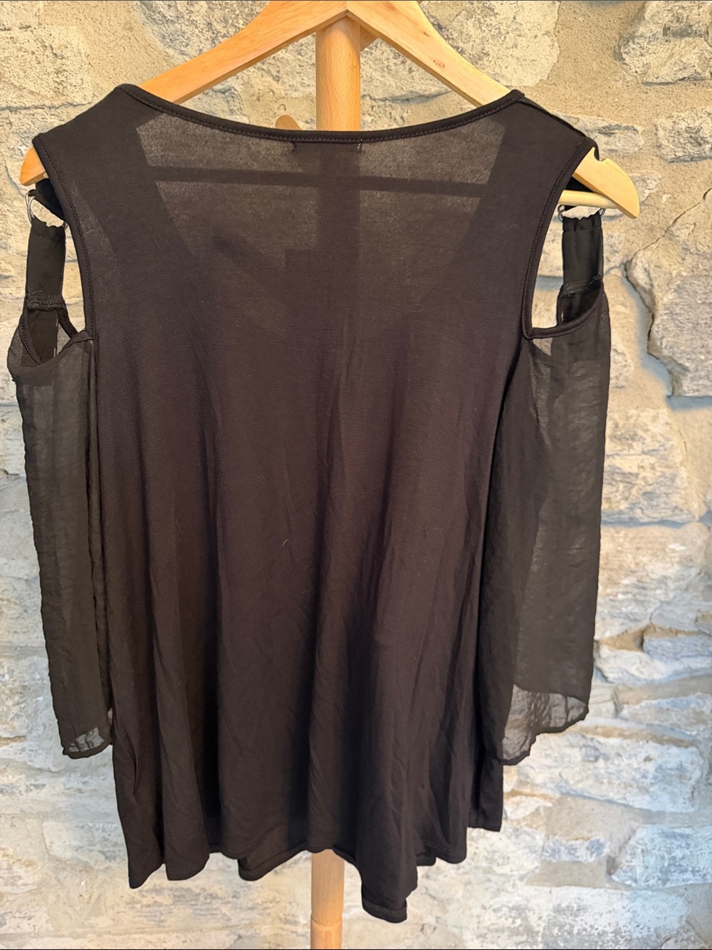 Black Cold-Shoulder Women’s Top - Picture 2 of 7